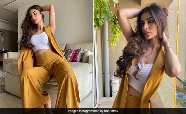 Mouni Roy Enters Autumn In Style Wearing Her Mustard Co-Ord Set And White Crop Top