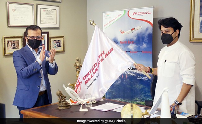 Aviation Minister Flags Off Alliance Air Flight Connecting 3 Northeastern Cities