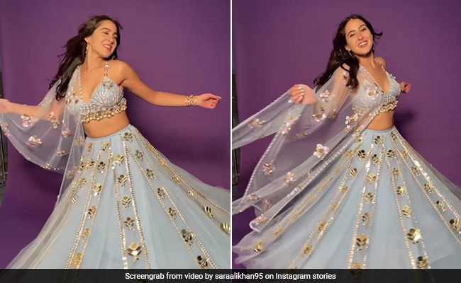 Sara Ali Khan Can't Stop Swirling And Twirling Into The Festive Season In A Lavender <i>Lehenga</i>