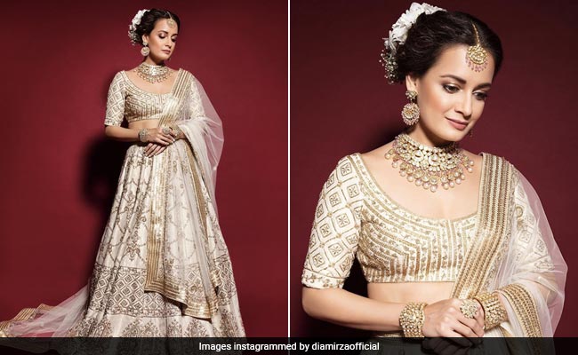 Dia Mirza Is As Resplendent As Can Be In A Gorgeous White <i>Lehenga</i>