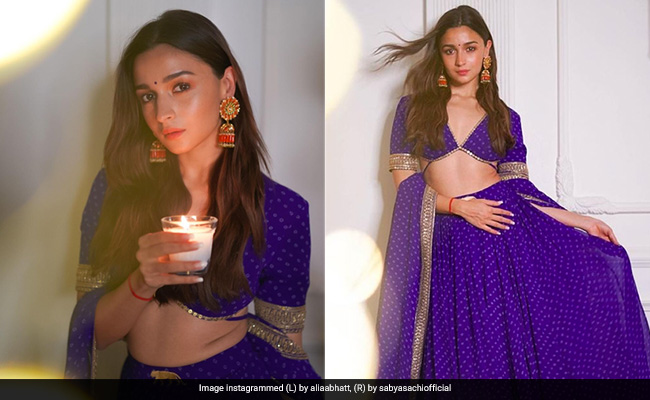 Alia Bhatt's Diwali 2021 Was Complete With A Gorgeous Blue <i>Lehenga</i> And Ranbir Kapoor In Arms