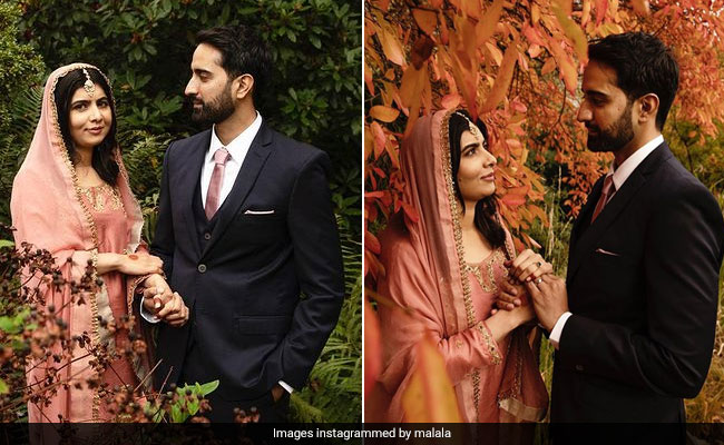 Malala Yousafzai Is An Elegant Bride In A Peach <i>Salwar Kameez</i> For Her Wedding To Asser Malik