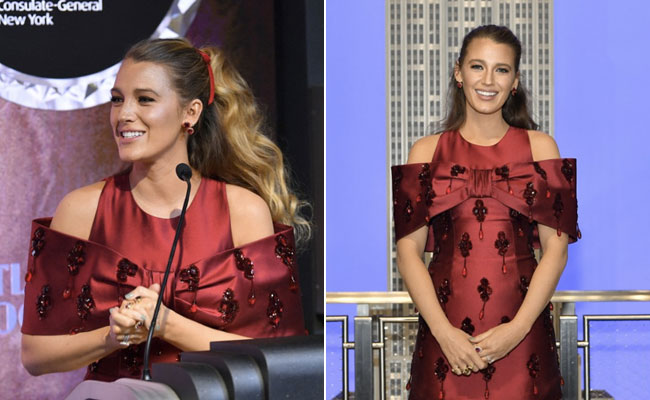 Blake Lively In A Red Mini Dress Looks Like The Most Stylish Christmas Present We Could Receive