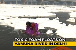Toxic, White Foam In Yamuna As Devotees Take A Dip On Chhath Puja Toxic, White Foam In Yamuna As Devotees Take A Dip On Chhath Puja