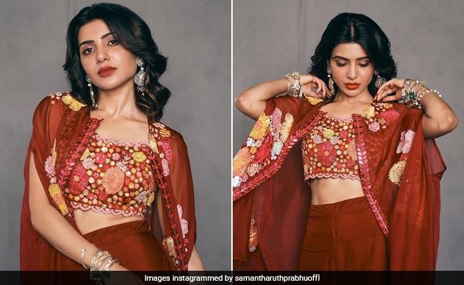 Samantha Ruth Prabhu's Red Fusion Co-Ord Set Puts The Fun In Funky This Diwali 2021