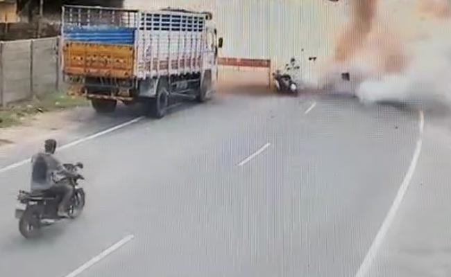On CCTV, Crackers-Laden Scooter Bursts Into Flames, Father, Son Killed