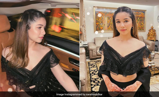It Couldn't Get Any More Elegant Than Sara Tendulkar In A Gorgeous Black <i>Lehenga</i> For Diwali Celebrations
