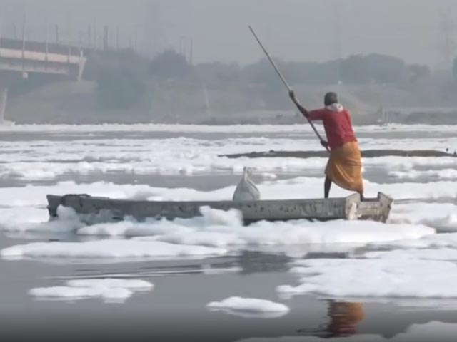 Toxic Foam Continues To Float On Yamuna River In Delhi