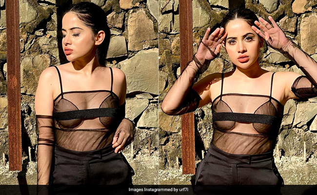 Urfi Javed Goes The Bella Hadid Way In A Sheer Black Top With Trousers