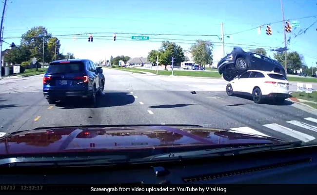 Watch: Car "Launched Into The Air" After Crash, Lands On Another Vehicle