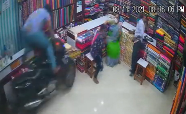 On CCTV, Motorcycle Crashes Into Clothing Store In Telangana