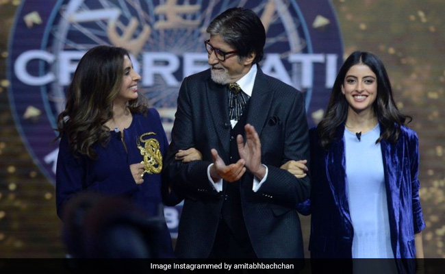 <i>Kaun Banega Crorepati 13</i>: Amitabh Bachchan Marks The 1000th Episode With Daughter Shweta And Granddaughter Navya Naveli Nanda
