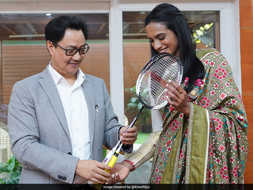 Watch: PV Sindhu Gifts Badminton Racquets To Former Sports Minister Kiren Rijiju