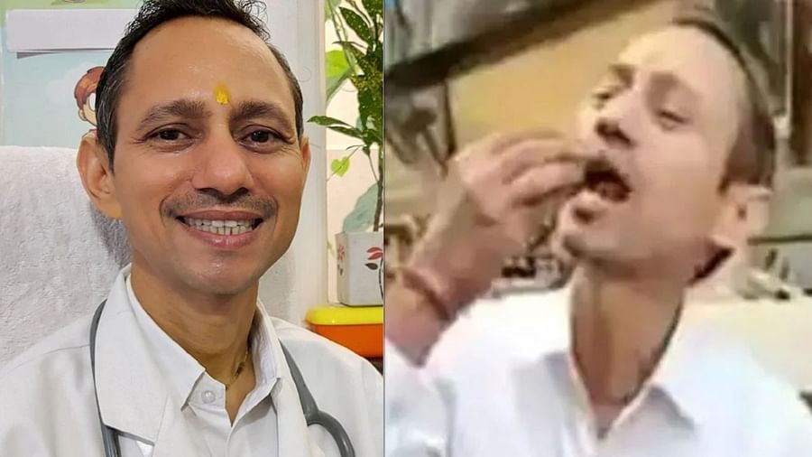 डॉक्टर साहब ने बड़े चाव से खाया गाय का गोबर, कहा- आत्मा शुद्ध हो जाती है!
