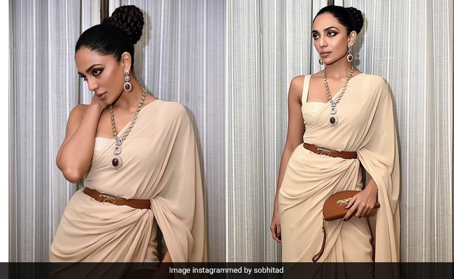 Sobhita Dhulipala Is Dripping In Sabyasachi From Head To Toe In A Minimal Chic Beige <i>Saree</i>