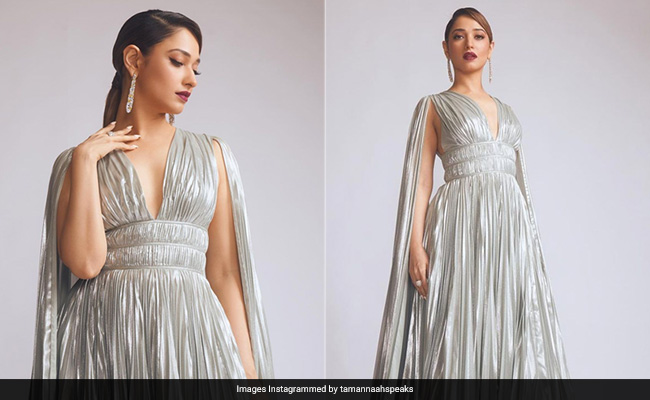 Tamannaah Bhatia's Pleated Silver Gown Gives Us Disco Fever At The Start Of The Week