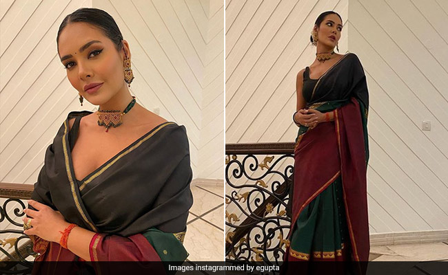 Esha Gupta "Stole Mom's Saree And Jewels" For Diwali And Wore Them So Fabulously