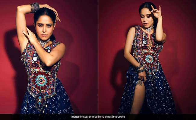 Nushrratt Bharuccha's Printed Blue Co-Ord Set Makes Bold Boho Dreams Come To Life