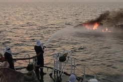 Coast Guard Rescue 7 Fishermen After Boat Catches Fire In Karnataka's Karwar Coast Guard Rescue 7 Fishermen After Boat Catches Fire In Karnataka's Karwar