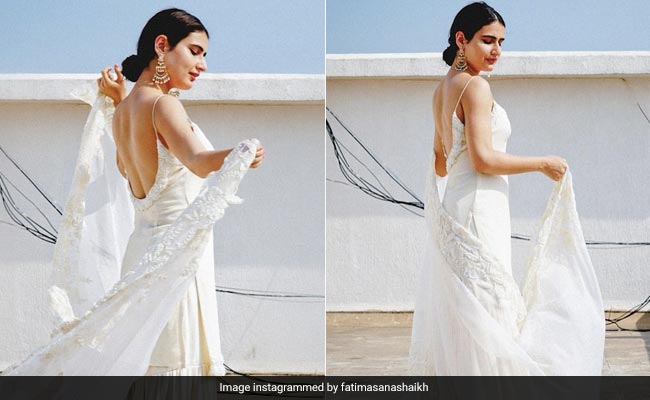 Fatima Sana Shaikh Exudes Ethnic Elegance In A White Strap <i>Sharara</i> On A Sunny Day