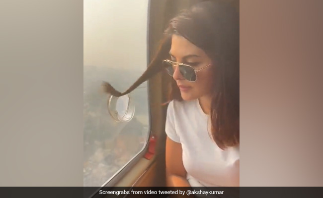 How Jacqueline Fernandez Curls Her Hair "Mid-Air In A Helicopter." See Akshay Kumar's Hilarious Post