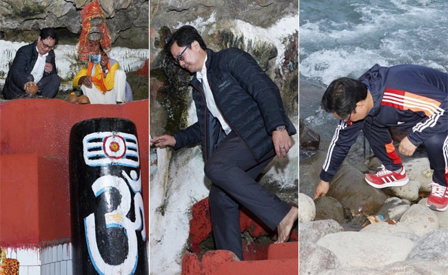 Menga Mandir: भगवान शिव के 28वें अवतार लकुलीश के मंदिर पहुंचे Kiren Rijiju