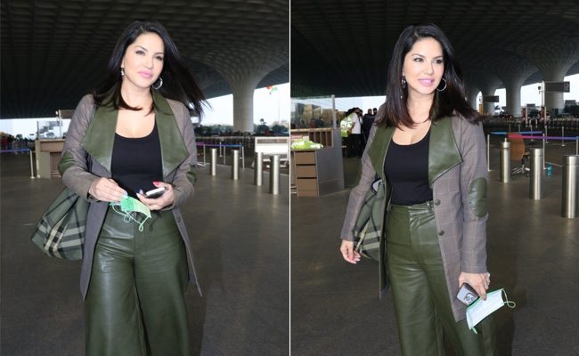 Sunny Leone Giving Winter Vibes In Her Olive Attire
