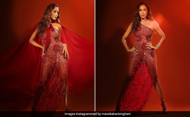 Malaika Arora Is All Fired Up In A Red Sheer Dress To Set Our Hearts In Flames