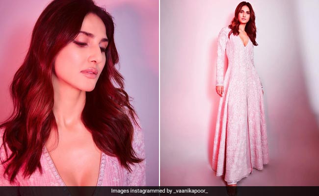 We'd Hit The Heart Emoji For Vaani Kapoor's Embroidered Pink <i>Salwar Kameez</i> Suit