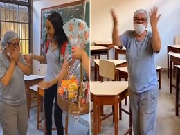 स्टूडेंट्स ने कैफेटेरिया वर्कर को दिया गिफ्ट, वीडियो देख भर आई लोगों की आंखें स्टूडेंट्स ने कैफेटेरिया वर्कर को दिया गिफ्ट, वीडियो देख भर आई लोगों की आंखें