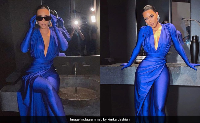 Nobody Can Mess With Kim Kardashian In Her Bright Blue Catsuit Any More