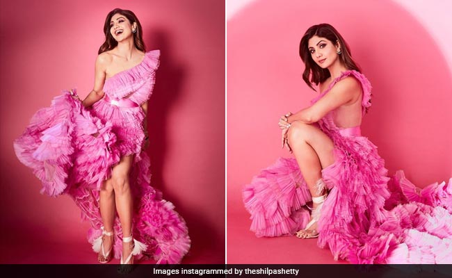 Shilpa Shetty In A Frothy Ruffled Pink Tulle Gown Is Taking Us Back To Prom Night