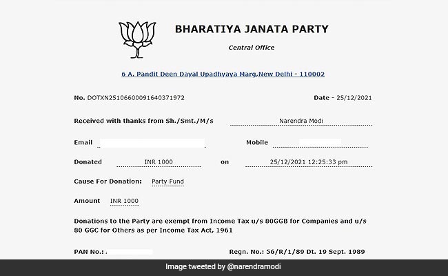 'Help Make BJP And India Strong': PM Donates Rs 1,000 To Party Fund