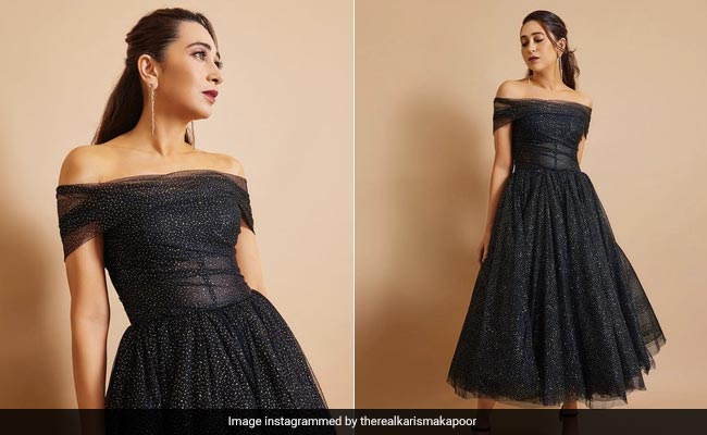 Karisma Kapoor Is A Mid-Winter Night's Dream In A Starry Black Off-Shoulder Dress