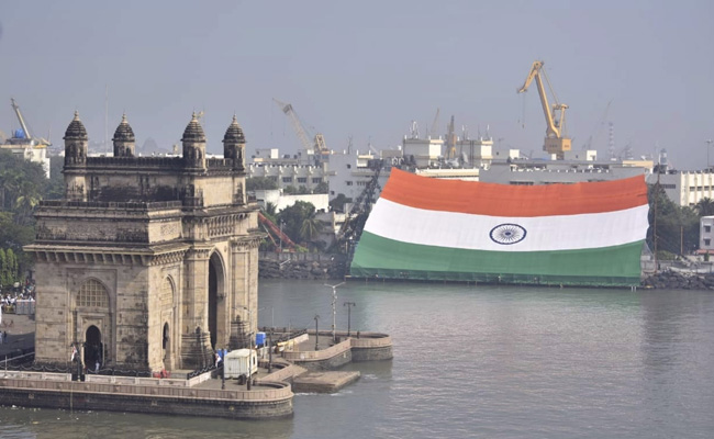 Navy Day: World's Largest National Flag Exhibited Near Gateway Of India