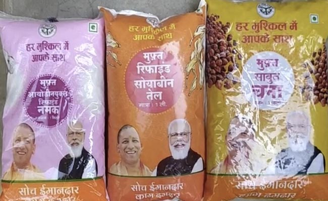 PM Modi, Yogi Adityanath On Packets Of Free Salt, <i>Dal</i> For Poor In UP