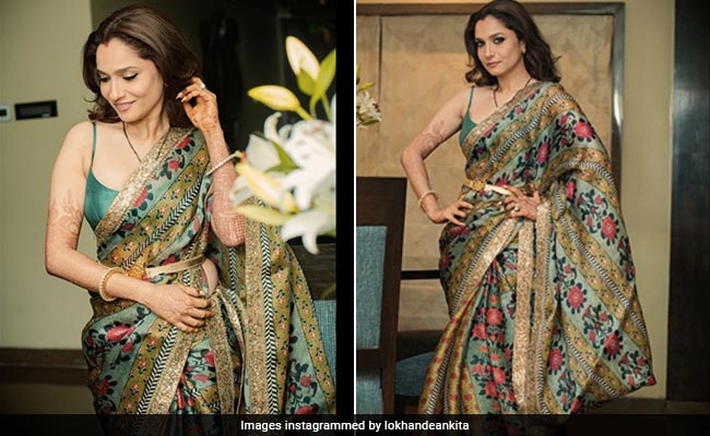 New Bride Ankita Lokhande's Floral Printed Organza Saree Radiates Sheer Elegance