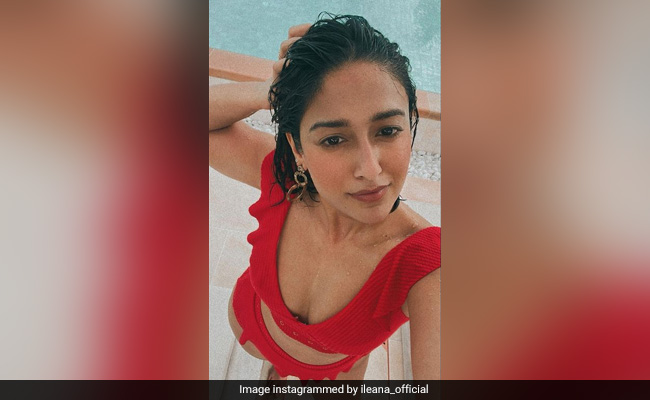 Ileana D'Cruz Paints The Blue Maldivian Seascape Red With Her Chic Ruffled Bikini