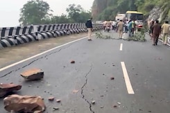 Lucky Escape For Devotees As Boulders From Hill Crash Into Tirumala Road Lucky Escape For Devotees As Boulders From Hill Crash Into Tirumala Road