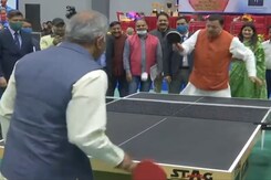 Uttarakhand Chief Minister Enjoys Table Tennis In Dehradun Uttarakhand Chief Minister Enjoys Table Tennis In Dehradun