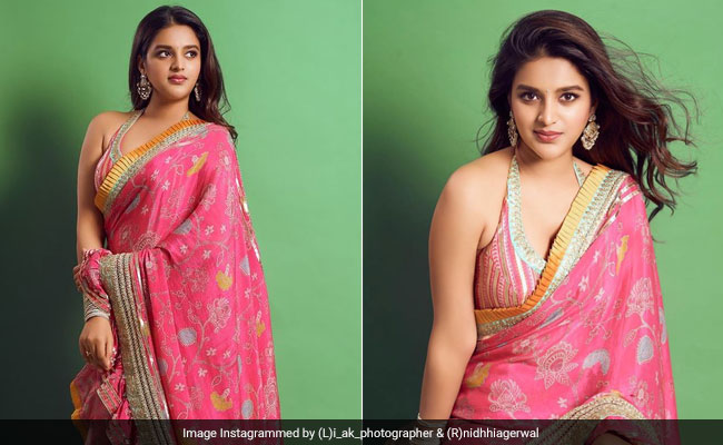 Nidhhi Agerwal's Pink Ruffle <i>Saree</i> Could Add A Pop Of Colour To Any Festivity