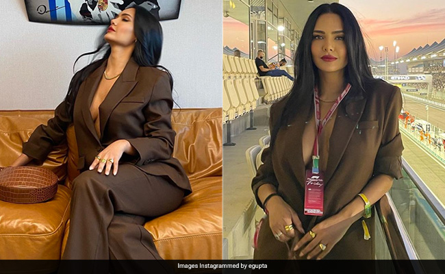 Esha Gupta Needed Nothing More Than A Brown Pantsuit To Make A Style Statement