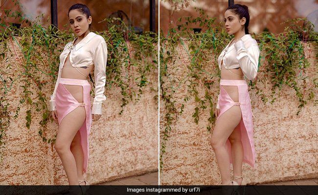 Urfi Javed In A Cropped Shirt And Cutout Satin Skirt Makes Sure All Eyes Are On Her