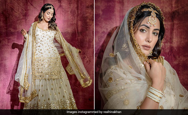 Hina Khan's Shimmery Ivory Lehenga Is "Simple Yet Significant"