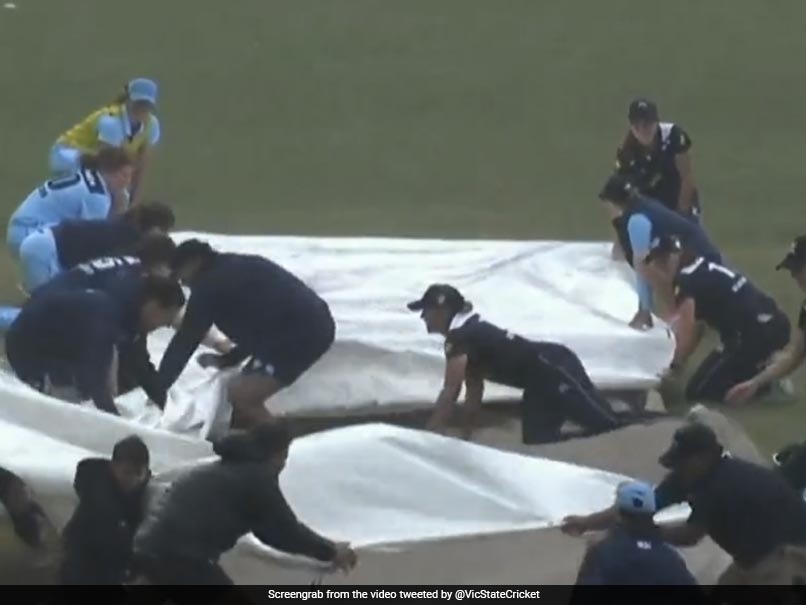 Watch: "Absolute Mayhem" As Players Come To Ground Staff's Aid To Get Covers On