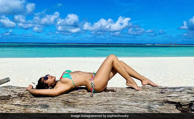 Sophie Choudry Adds Warmth To A Winter Day In A Pretty Printed Bikini Set