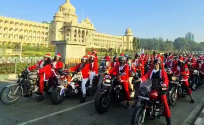 Watch: Christmas Bike Rally In Bengaluru With 100 Women Dressed As Santa