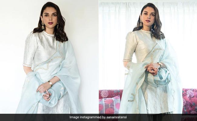 Aditi Rao Hydari Is Every Bit An Ice Princess In An Icy Blue Sharara