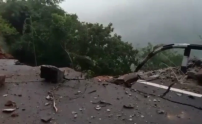Lucky Escape For Devotees As Boulders From Hill Crash Into Tirumala Road