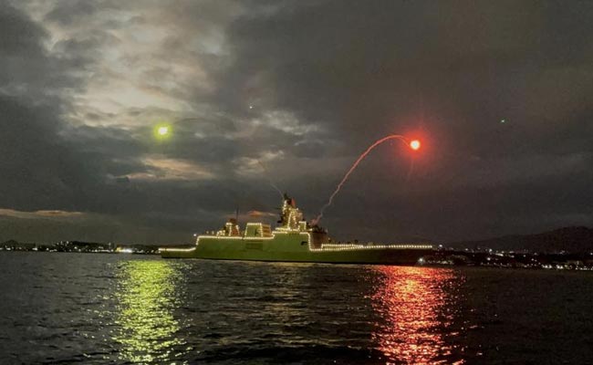 Pics: Navy Warships Light Up Visakhapatnam Coast